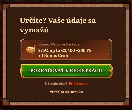 Uvítací balík kasína – 275 % až do €2 400 + 360 voľných zatočení a 1 bonusový krab.